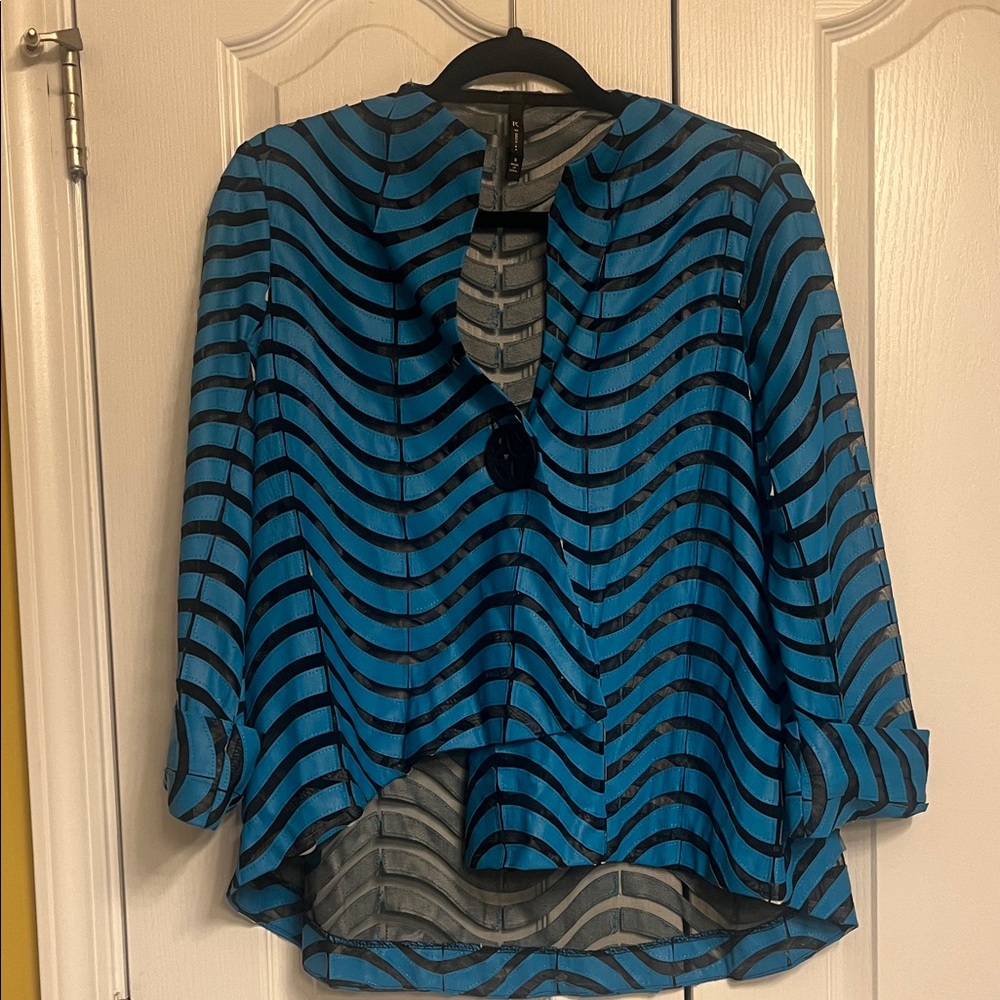 Blue and Black Burnout Women's Top/Jacket